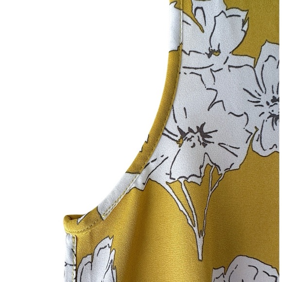 LOFT | NWOT SLEEVELESS FLORAL TANK STYLE TOP MUSTARD YELLOW WHITE | EXTRA SMALL - Picture 3 of 9